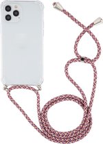 Apple iPhone 12 Hoesje - Mobigear - Lanyard Serie - TPU Hoesje met koord - Transparant / Paars - Hoesje Geschikt Voor Apple iPhone 12