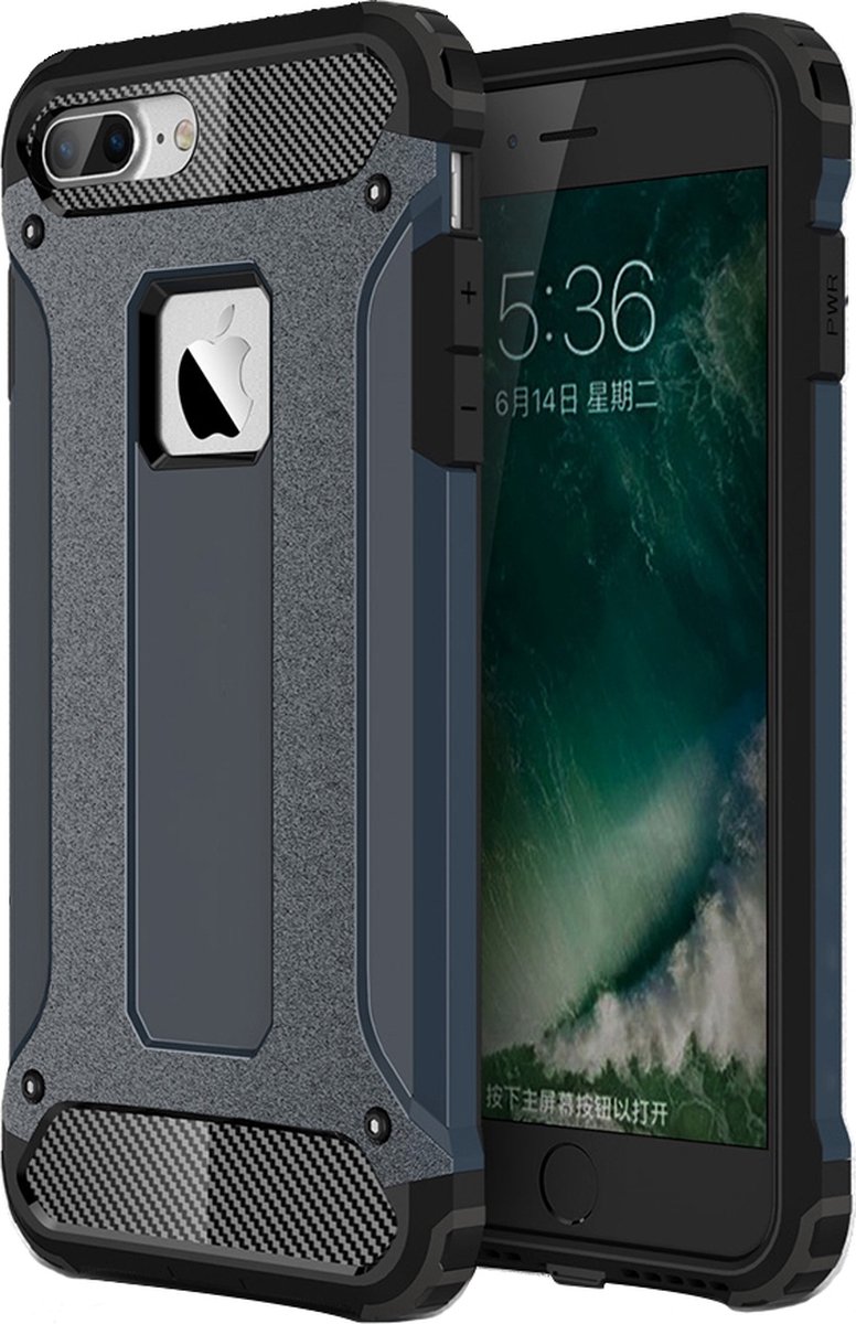 Mobigear Hoesje geschikt voor Apple iPhone 7 Plus Telefoonhoesje Hardcase | Mobigear Outdoor Backcover Shockproof | Schokbestendig iPhone 7 Plus Telefoonhoesje | Anti Shock Proof - Donkerblauw
