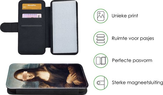 Bookcase pour iPhone 13 Mini Bookcase - Mona Lisa - Peinture - Peinture - Avec compartiments - Étui portefeuille avec fermeture magnétique