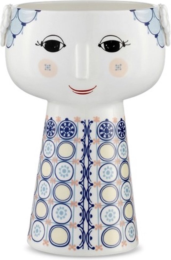 Bjorn Wiinblad Eva vaas H18.5cm D12.5cm blauw