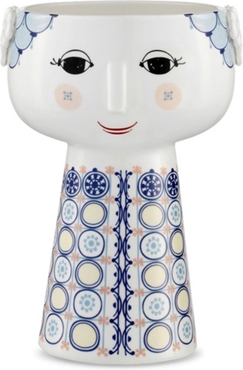 Bjorn Wiinblad Eva vaas H18.5cm D12.5cm blauw