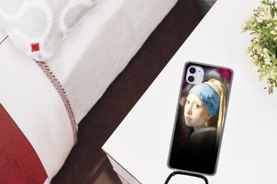 Coque avec cordon iPhone 11 - Art - Vermeer - Arc-en-ciel - Siliconen - Bandoulière - Coque arrière avec cordon - Coque pour téléphone avec cordon - Coque avec corde