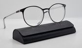 Bril op sterkte +3,5 - elegante unisex leesbril +3.5 - zwarte leesbril met brillenkoker en microvezeldoekje - FM 399 C1 - Ronde lunettes - Aland optiek
