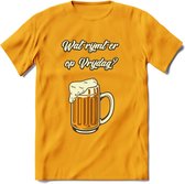 Wat Rijmt Er Op Vrijdag? T-Shirt | Bier Kleding | Feest | Drank | Grappig Verjaardag Cadeau | - Geel - 3XL