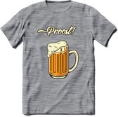 Proost! T-Shirt | Bier Kleding | Feest | Drank | Grappig Verjaardag Cadeau | - Donker Grijs - Gemaleerd - 3XL