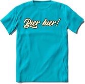 Bier Hier! T-Shirt | Bier Kleding | Feest | Drank | Grappig Verjaardag Cadeau | - Blauw - S