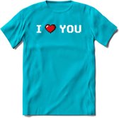 I Love You - Valentijn T-Shirt | Grappig Valentijnsdag Cadeautje voor Hem en Haar | Dames - Heren - Unisex | Kleding Cadeau | - Blauw - M