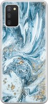 Casimoda® hoesje - Geschikt voor Samsung A03s - Marble Sea - Backcover - Siliconen/TPU - Blauw