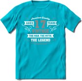 17 Jaar Legend T-Shirt | Zilver - Wit | Grappig Verjaardag en Feest Cadeau | Dames - Heren - Unisex | Kleding Kado | - Blauw - 3XL