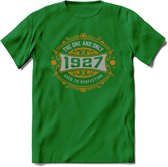 1927 The One And Only T-Shirt | Goud - Zilver | Grappig Verjaardag En Feest Cadeau | Dames - Heren | - Donker Groen - 3XL