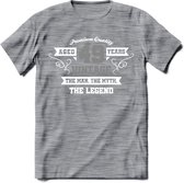 49 Jaar Legend T-Shirt | Zilver - Wit | Grappig Verjaardag en Feest Cadeau | Dames - Heren - Unisex | Kleding Kado | - Donker Grijs - Gemaleerd - M