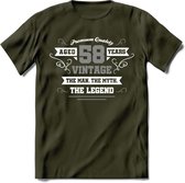58 Jaar Legend T-Shirt | Zilver - Wit | Grappig Verjaardag en Feest Cadeau | Dames - Heren - Unisex | Kleding Kado | - Leger Groen - L