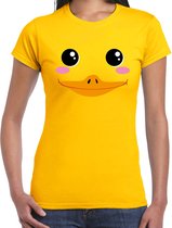 Eend / badeendje gezicht verkleed t-shirt geel voor dames - Carnaval fun shirt / kleding / kostuum M