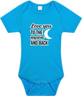 Love you to the moon and back tekst baby rompertje blauw baby jongens - Kraamcadeau / babyshower - Babykleding 80 (9-12 maanden)