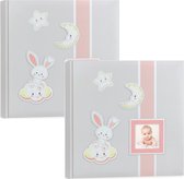 2x Fotoboek/fotoalbum Fred baby meisje met 30 paginas roze - 32 x 32 x 3,5 cm - Babyfotos - Babyalbum