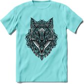 Vos - Dieren Mandala T-Shirt | Grijs | Grappig Verjaardag Zentangle Dierenkop Cadeau Shirt | Dames - Heren - Unisex | Wildlife Tshirt Kleding Kado | - Licht Blauw - M