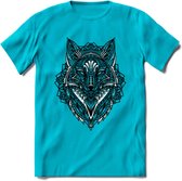 Vos - Dieren Mandala T-Shirt | Lichtblauw | Grappig Verjaardag Zentangle Dierenkop Cadeau Shirt | Dames - Heren - Unisex | Wildlife Tshirt Kleding Kado | - Blauw - XL