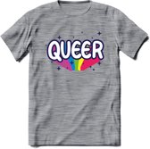 Queer | Pride T-Shirt | Grappig LHBTIQ+ / LGBTQ / Gay / Homo / Lesbi Cadeau Shirt | Dames - Heren - Unisex | Tshirt Kleding Kado | - Donker Grijs - Gemaleerd - M
