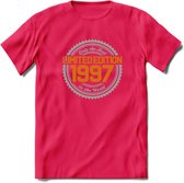 1997 Limited Edition Ring T-Shirt | Zilver - Goud | Grappig Verjaardag en Feest Cadeau Shirt | Dames - Heren - Unisex | Tshirt Kleding Kado | - Roze - XXL