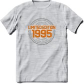 1995 Limited Edition Ring T-Shirt | Zilver - Goud | Grappig Verjaardag en Feest Cadeau Shirt | Dames - Heren - Unisex | Tshirt Kleding Kado | - Licht Grijs - Gemaleerd - XL