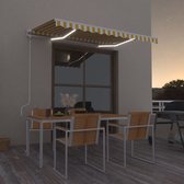 Decoways - Luifel automatisch met LED en windsensor 350x250 cm geel en wit