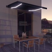 Decoways - Luifel uittrekbaar met windsensor en LED 400x300 cm antraciet