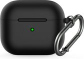 YONO Hoesje geschikt voor Apple Airpods 3 - Siliconen Soft Case met Clip - Zwart