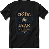 60 Jaar Legendarisch Gerijpt T-Shirt | Royal Blue - Ivoor | Grappig Verjaardag en Feest Cadeau Shirt | Dames - Heren - Unisex | Tshirt Kleding Kado | - Zwart - M