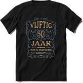 50 Jaar Legendarisch Gerijpt T-Shirt | Sky Blue - Ivoor | Grappig Verjaardag en Feest Cadeau Shirt | Dames - Heren - Unisex | Tshirt Kleding Kado | - Zwart - 3XL