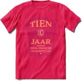 10 Jaar Legendarisch Gerijpt T-Shirt | Paars - Ivoor | Grappig Verjaardag en Feest Cadeau Shirt | Dames - Heren - Unisex | Tshirt Kleding Kado | - Roze - M