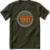 1991 Limited Edition Ring T-Shirt | Zilver - Goud | Grappig Verjaardag en Feest Cadeau Shirt | Dames - Heren - Unisex | Tshirt Kleding Kado | - Leger Groen - S