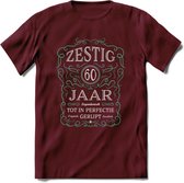 60 Jaar Legendarisch Gerijpt T-Shirt | Aqua - Grijs | Grappig Verjaardag en Feest Cadeau Shirt | Dames - Heren - Unisex | Tshirt Kleding Kado | - Burgundy - M