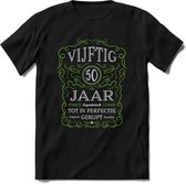 50 Jaar Legendarisch Gerijpt T-Shirt | Groen - Grijs | Grappig Verjaardag en Feest Cadeau Shirt | Dames - Heren - Unisex | Tshirt Kleding Kado | - Zwart - XL