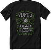 50 Jaar Legendarisch Gerijpt T-Shirt | Groen - Grijs | Grappig Verjaardag en Feest Cadeau Shirt | Dames - Heren - Unisex | Tshirt Kleding Kado | - Zwart - M