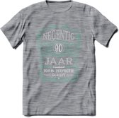 90 Jaar Legendarisch Gerijpt T-Shirt | Aqua - Grijs | Grappig Verjaardag en Feest Cadeau Shirt | Dames - Heren - Unisex | Tshirt Kleding Kado | - Donker Grijs - Gemaleerd - M