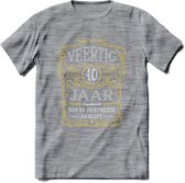 40 Jaar Legendarisch Gerijpt T-Shirt | Geel - Grijs | Grappig Verjaardag en Feest Cadeau Shirt | Dames - Heren - Unisex | Tshirt Kleding Kado | - Donker Grijs - Gemaleerd - XXL