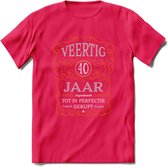 40 Jaar Legendarisch Gerijpt T-Shirt | Oranje - Grijs | Grappig Verjaardag en Feest Cadeau Shirt | Dames - Heren - Unisex | Tshirt Kleding Kado | - Roze - S