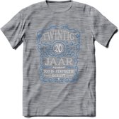20 Jaar Legendarisch Gerijpt T-Shirt | Blauw - Grijs | Grappig Verjaardag en Feest Cadeau Shirt | Dames - Heren - Unisex | Tshirt Kleding Kado | - Donker Grijs - Gemaleerd - 3XL