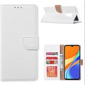 LuxeBass Hoesje geschikt voor Xiaomi Redmi 9 - Bookcase Wit - portemonnee hoesje - telefoonhoes - gsm hoes - telefoonhoesjes