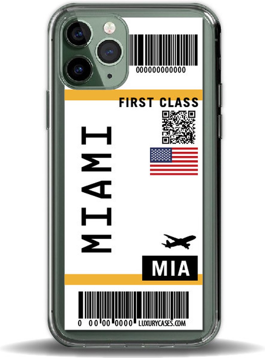 iPhone 11 case vliegticket Miami - Transparant - hoesje - iPhone 11