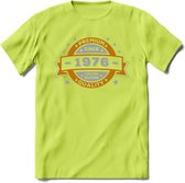 Premium Since 1976 T-Shirt | Zilver - Goud | Grappig Verjaardag en Feest Cadeau Shirt | Dames - Heren - Unisex | Tshirt Kleding Kado | - Groen - S
