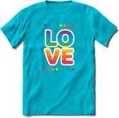 Love | Pride T-Shirt | Grappig LHBTIQ+ / LGBTQ / Gay / Homo / Lesbi Cadeau Shirt | Dames - Heren - Unisex | Tshirt Kleding Kado | - Blauw - 3XL