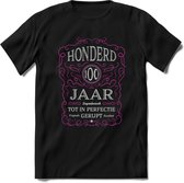 100 Jaar Legendarisch Gerijpt T-Shirt | Roze - Grijs | Grappig Verjaardag en Feest Cadeau Shirt | Dames - Heren - Unisex | Tshirt Kleding Kado | - Zwart - M