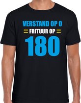 Verstand op 0 Frituur op 180 fun t-shirt - zwart - heren - Feest outfit / kleding / shirt L