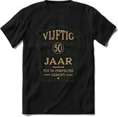50 Jaar Legendarisch Gerijpt T-Shirt | Mos - Ivoor | Grappig Verjaardag en Feest Cadeau Shirt | Dames - Heren - Unisex | Tshirt Kleding Kado | - Zwart - M
