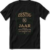 60 Jaar Legendarisch Gerijpt T-Shirt | Mos - Ivoor | Grappig Verjaardag en Feest Cadeau Shirt | Dames - Heren - Unisex | Tshirt Kleding Kado | - Zwart - S