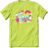 Love is Love | Pride T-Shirt | Grappig LHBTIQ+ / LGBTQ / Gay / Homo / Lesbi Cadeau Shirt | Dames - Heren - Unisex | Tshirt Kleding Kado | - Groen - XXL