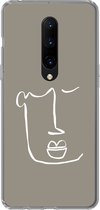 Geschikt voor OnePlus 7 Pro hoesje - Lippen - Abstract - Line art - Siliconen Telefoonhoesje