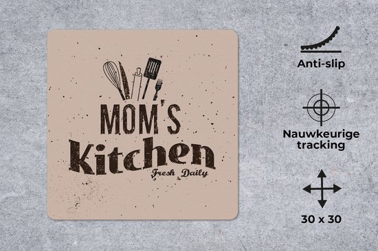 Muismat 30x30 cm - Mousepad Keuken - Moeder - Eten - Muismatten - Cadeau voor vrouw