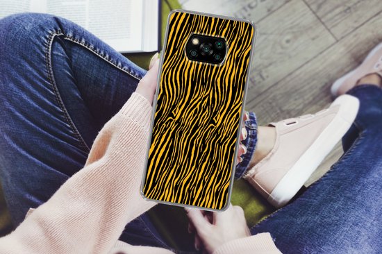 Coque Xiaomi Poco X3 Pro - Imprimé tigre - Zwart - Oranje - Coque de téléphone en Siliconen